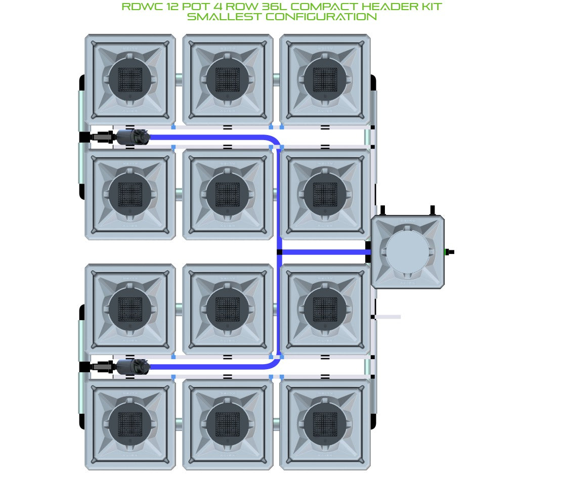 ALIEN Hydroponics RDWC 12 Pot 4 Row 36L Compact Header Kit product image 3