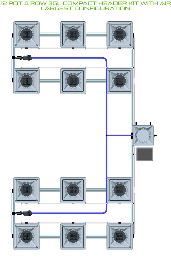 ALIEN Hydroponics RDWC 12 Pot 4 Row 36L Compact Header Kit with Air Pump product image 4