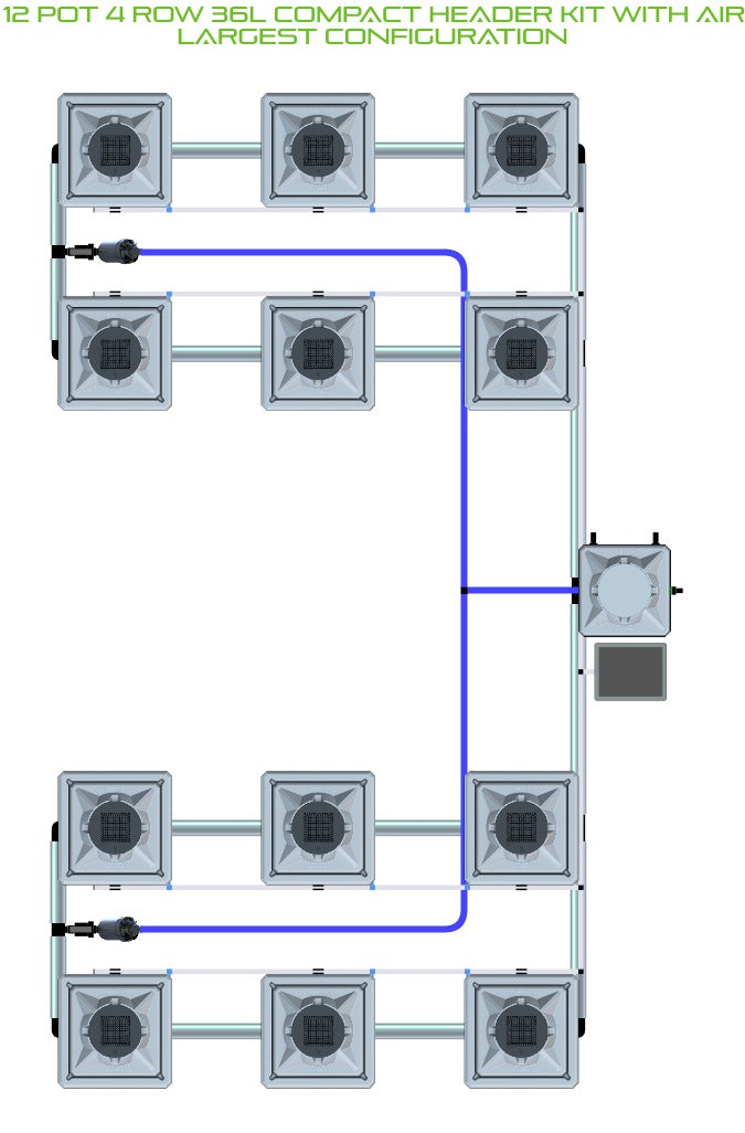 ALIEN Hydroponics RDWC 12 Pot 4 Row 36L Compact Header Kit with Air Pump product image 4