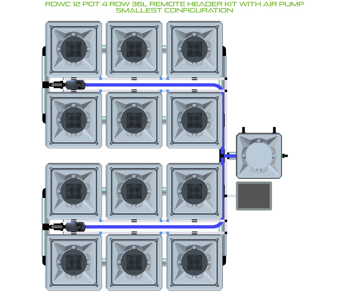 ALIEN Hydroponics RDWC 12 Pot 4 Row 36L Remote Header Kit with Air Pump product image 3