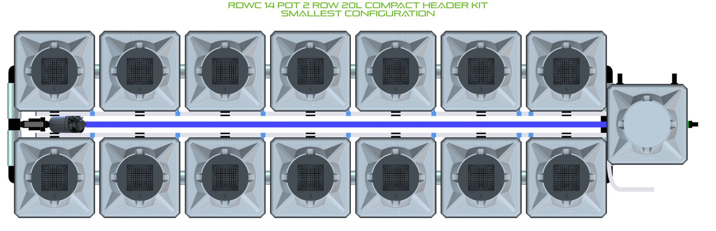 ALIEN Hydroponics RDWC 14 Pot 2 Row 20L Compact Header Kit product image 3