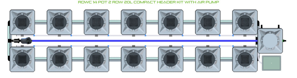 ALIEN Hydroponics RDWC 14 Pot 2 Row 20L Compact Header Kit with Air Pump product image 2