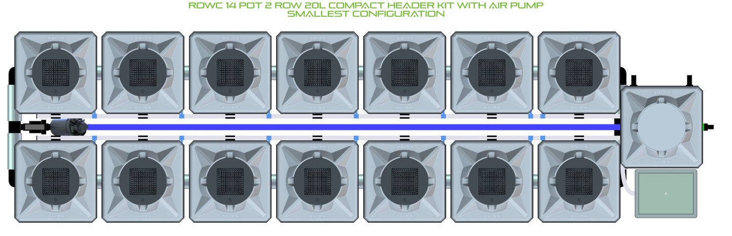 ALIEN Hydroponics RDWC 14 Pot 2 Row 20L Compact Header Kit with Air Pump product image 3