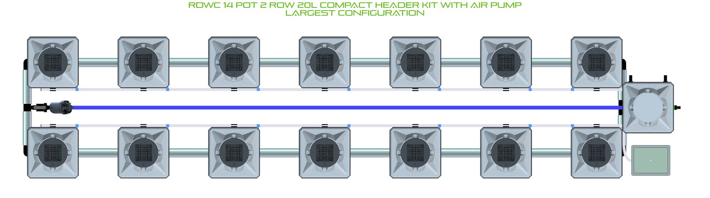 ALIEN Hydroponics RDWC 14 Pot 2 Row 20L Compact Header Kit with Air Pump product image 4