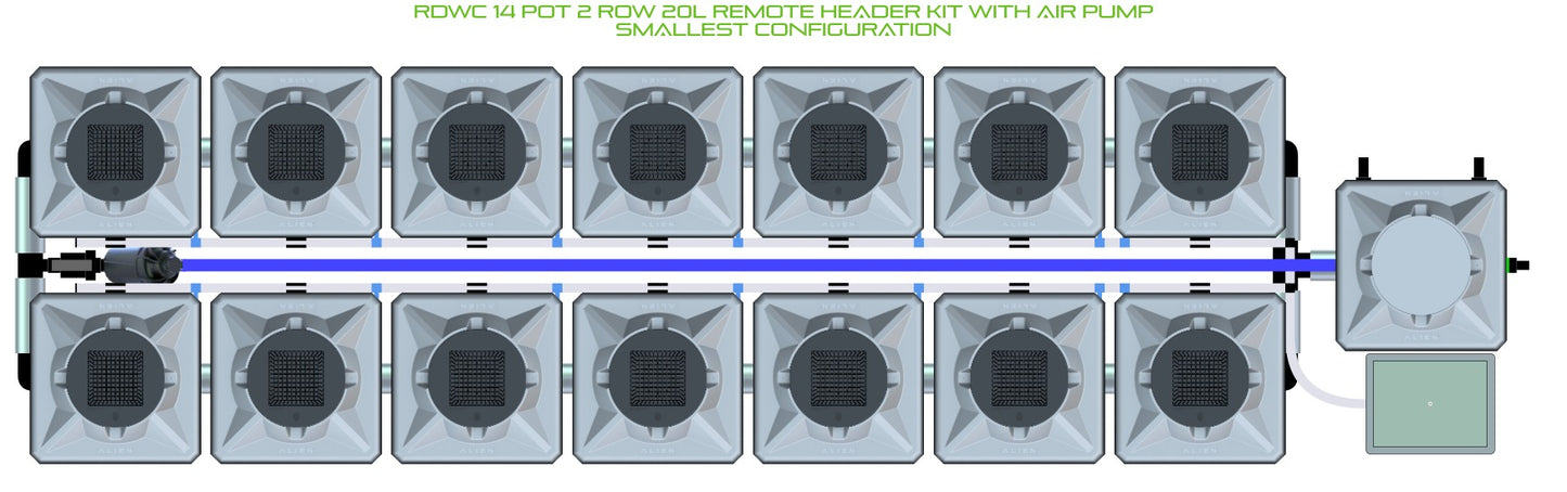 ALIEN Hydroponics RDWC 14 Pot 2 Row 20L Remote Header Kit with Air Pump product image 3