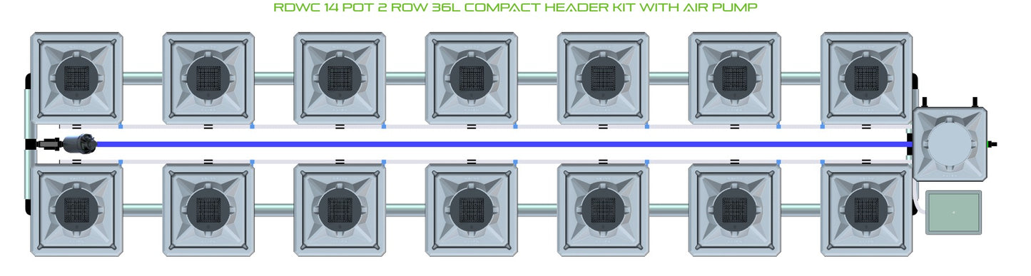 ALIEN Hydroponics RDWC 14 Pot 2 Row 36L Compact Header Kit with Air Pump product image 2