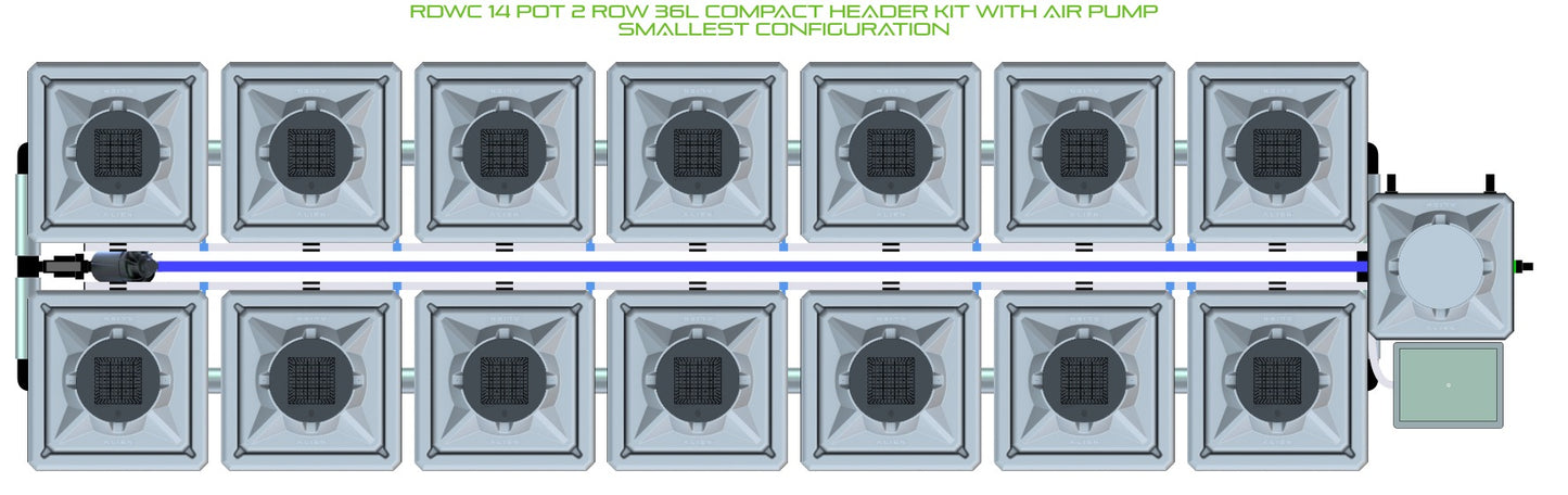 ALIEN Hydroponics RDWC 14 Pot 2 Row 36L Compact Header Kit with Air Pump product image 3