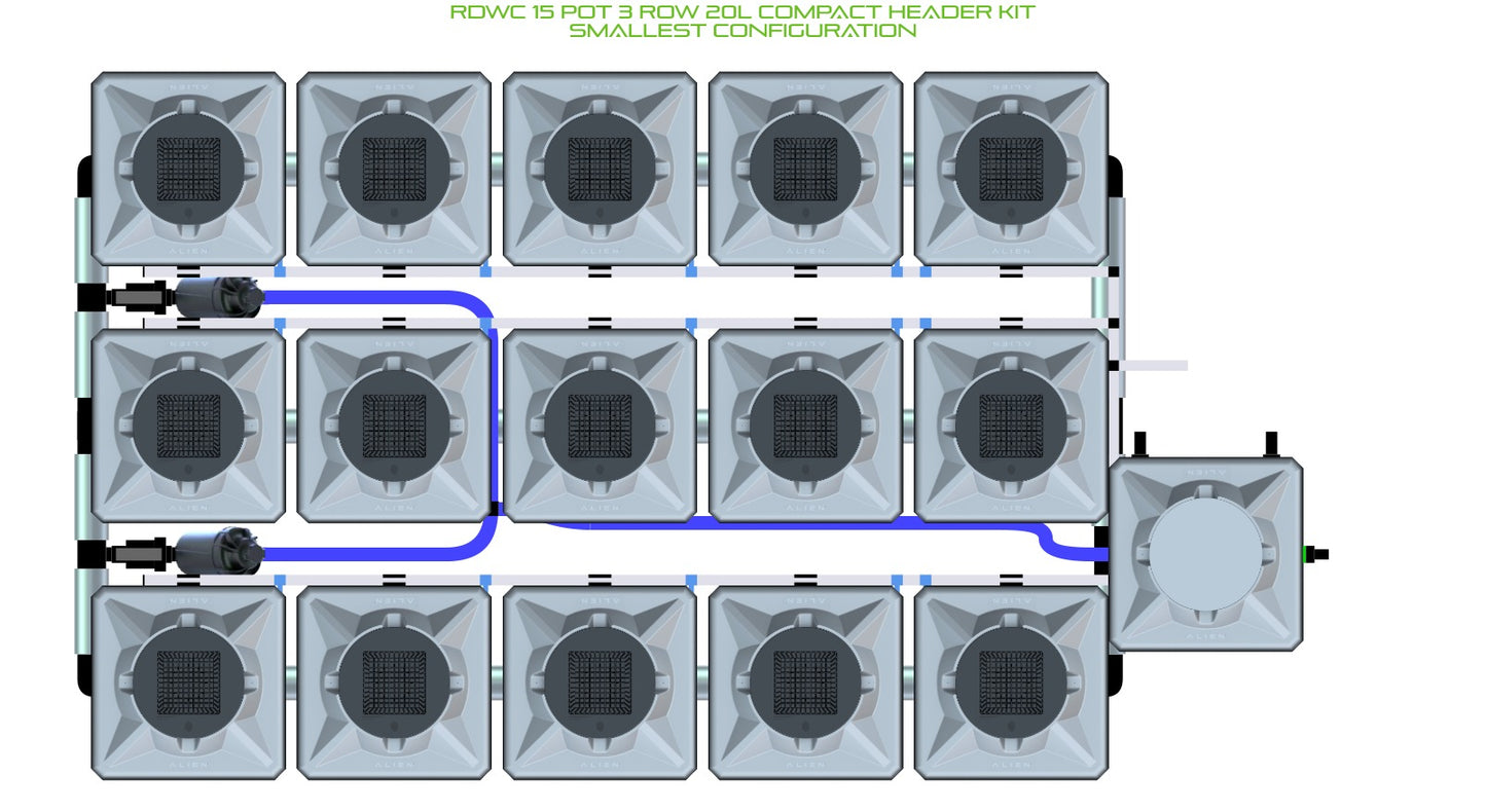 ALIEN Hydroponics RDWC 15 Pot 3 Row 20L Compact Header Kit product image 3
