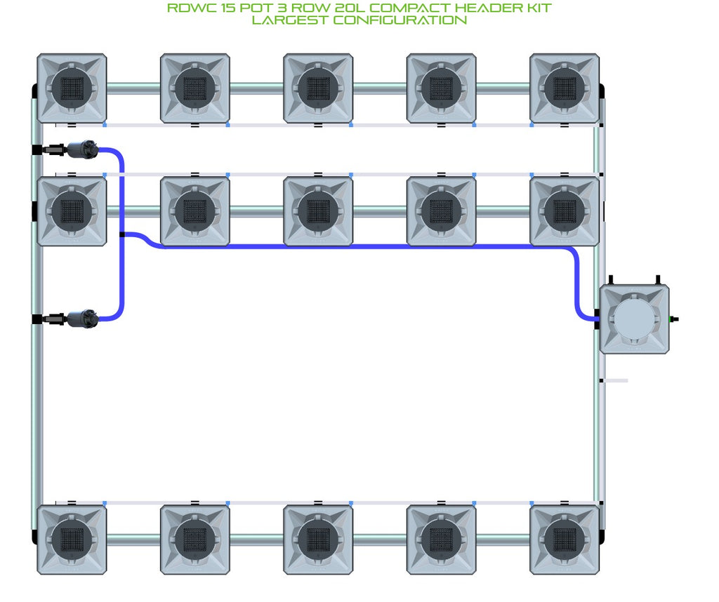 ALIEN Hydroponics RDWC 15 Pot 3 Row 20L Compact Header Kit product image 4