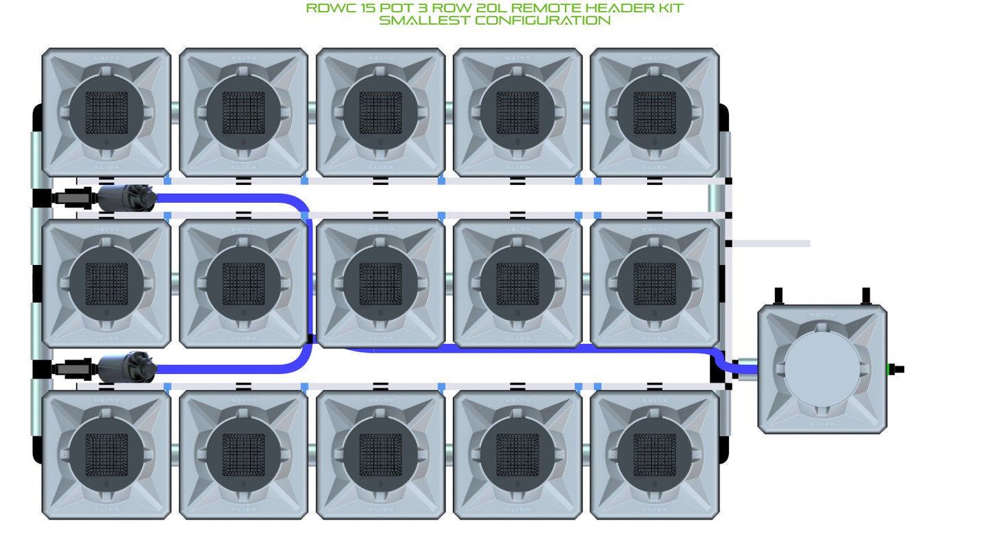 ALIEN Hydroponics RDWC 15 Pot 3 Row 20L Remote Header Kit product image 3