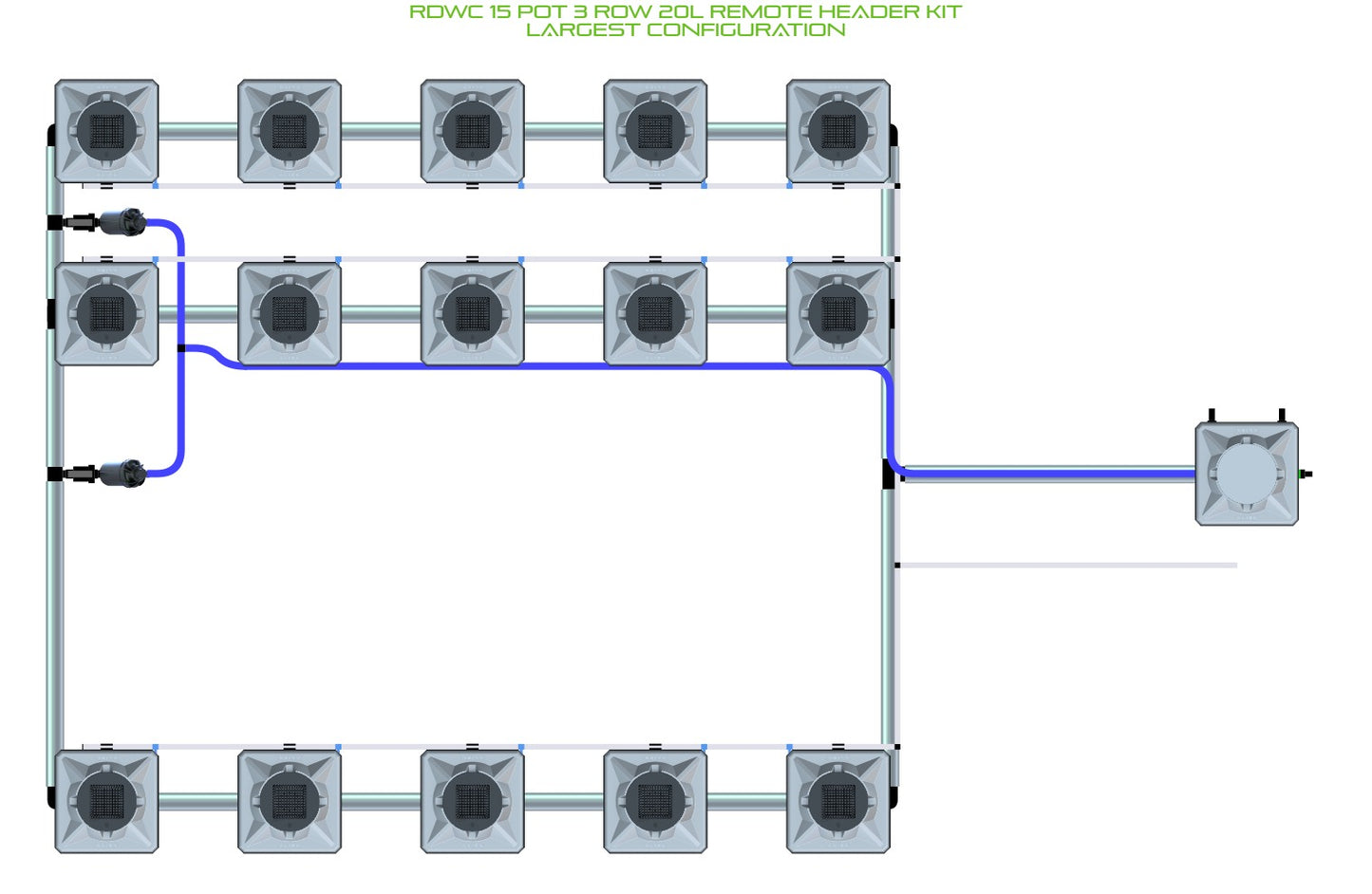 ALIEN Hydroponics RDWC 15 Pot 3 Row 20L Remote Header Kit product image 4