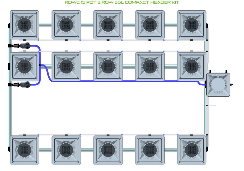 ALIEN Hydroponics RDWC 15 Pot 3 Row 36L Compact Header Kit product image 1