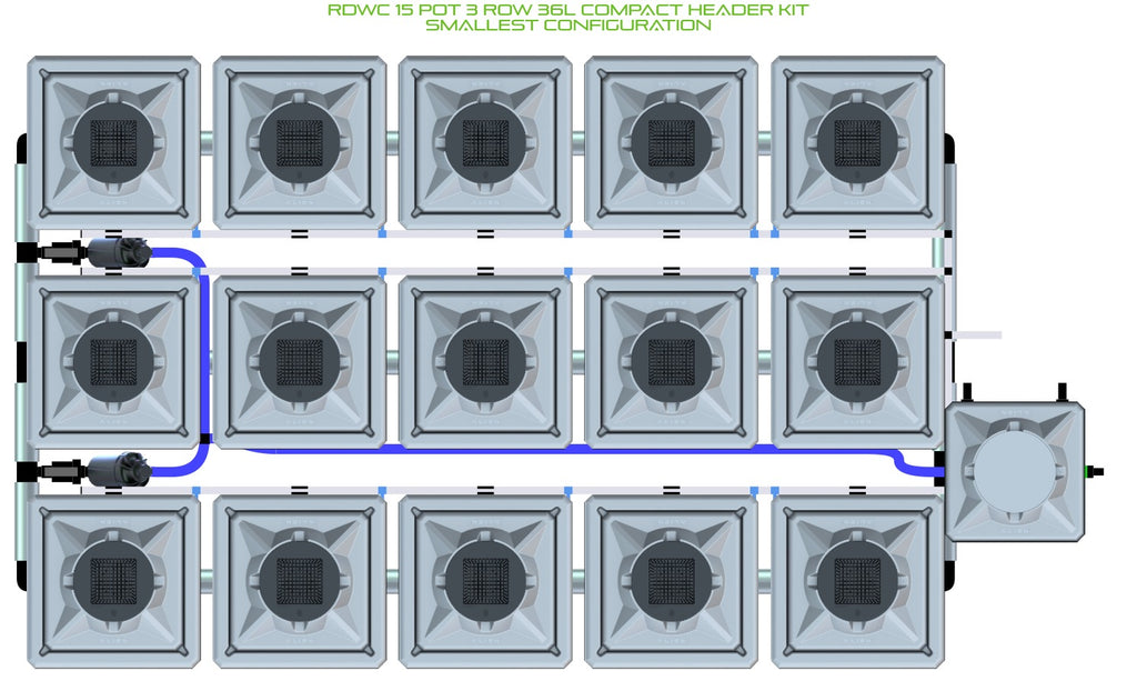 ALIEN Hydroponics RDWC 15 Pot 3 Row 36L Compact Header Kit product image 3