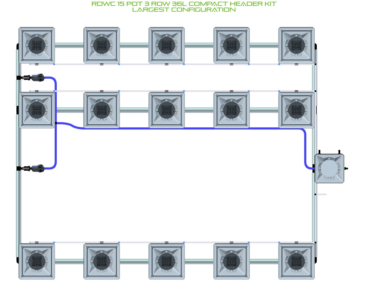 ALIEN Hydroponics RDWC 15 Pot 3 Row 36L Compact Header Kit product image 4