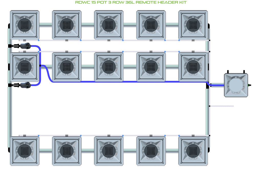 ALIEN Hydroponics RDWC 15 Pot 3 Row 36L Remote Header Kit product image 1