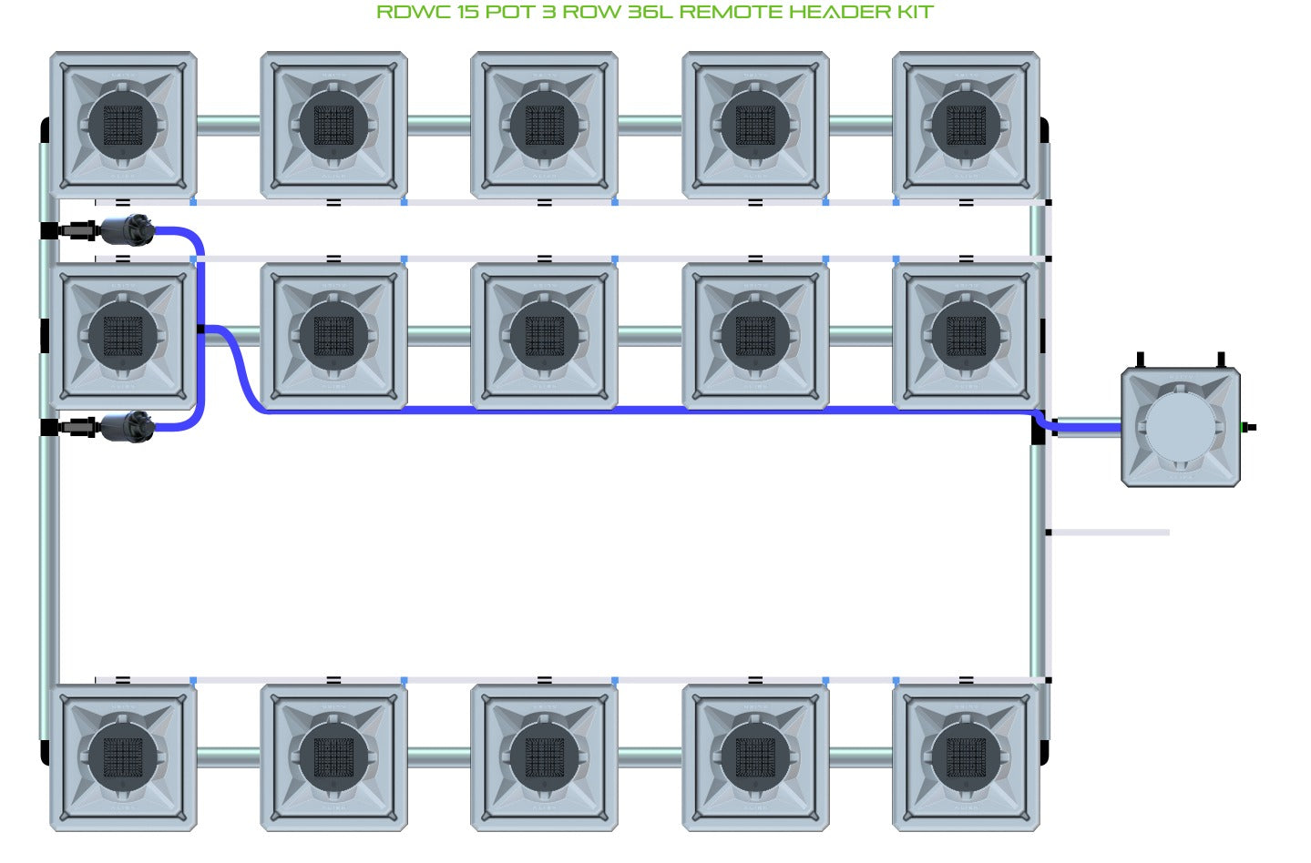 ALIEN Hydroponics RDWC 15 Pot 3 Row 36L Remote Header Kit product image 1
