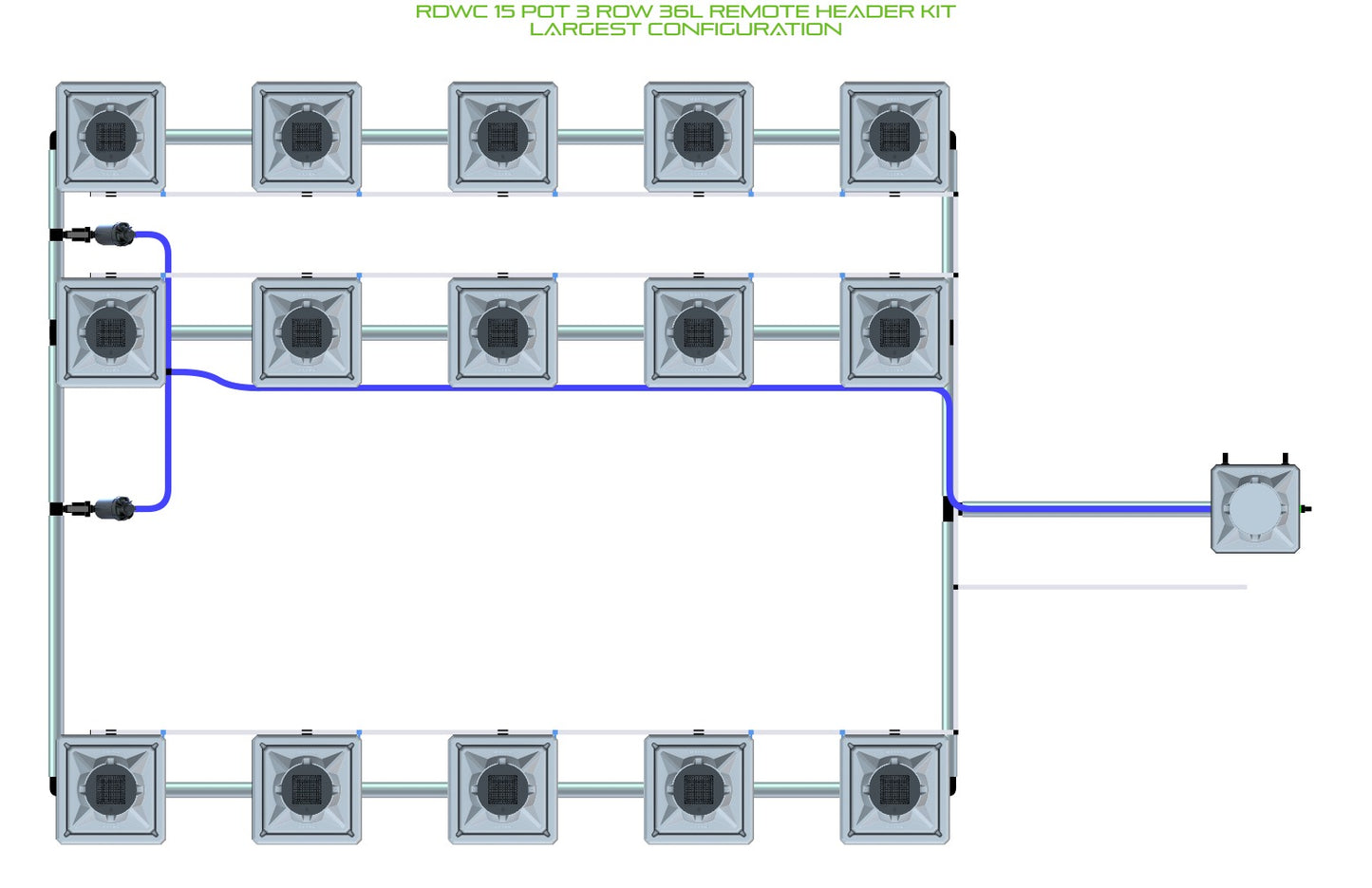 ALIEN Hydroponics RDWC 15 Pot 3 Row 36L Remote Header Kit product image 4