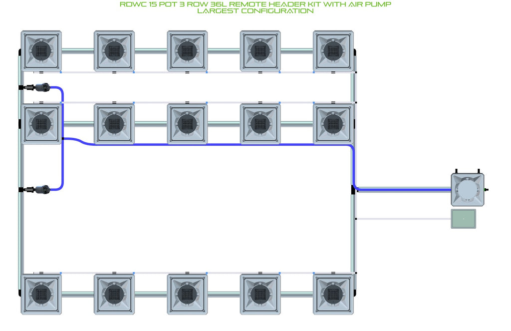 ALIEN Hydroponics RDWC 15 Pot 3 Row 36L Remote Header Kit with Air Pump product image 4