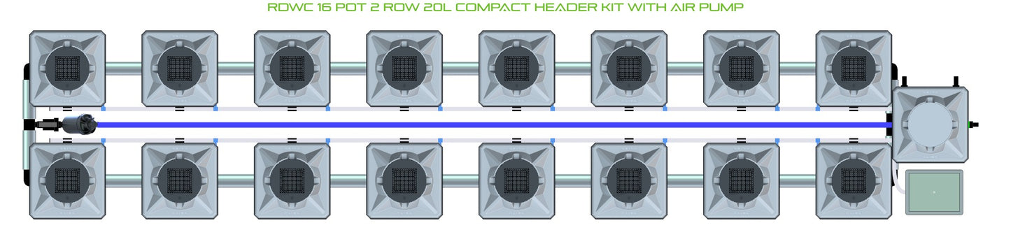 ALIEN Hydroponics RDWC 16 Pot 2 Row 20L Compact Header Kit with Air Pump product image 2