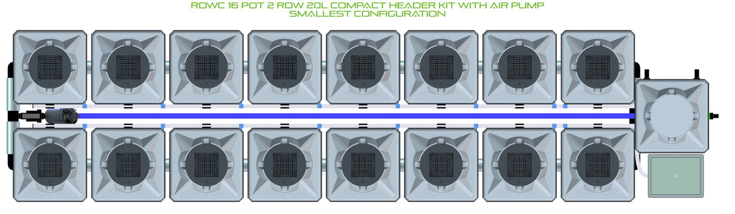 ALIEN Hydroponics RDWC 16 Pot 2 Row 20L Compact Header Kit with Air Pump product image 3