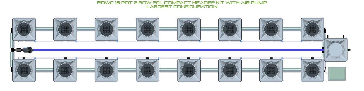 ALIEN Hydroponics RDWC 16 Pot 2 Row 20L Compact Header Kit with Air Pump product image 4