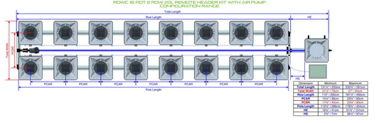 ALIEN Hydroponics RDWC 16 Pot 2 Row 20L Remote Header Kit with Air Pump product image 1