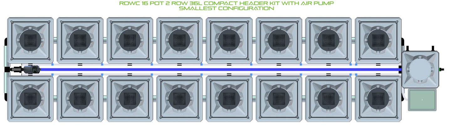 ALIEN Hydroponics RDWC 16 Pot 2 Row 36L Compact Header Kit with Air Pump product image 3
