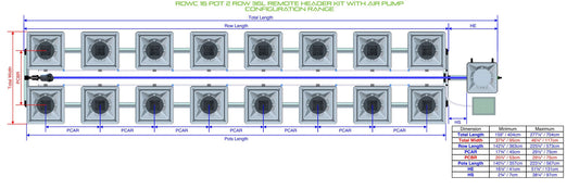 ALIEN Hydroponics RDWC 16 Pot 2 Row 36L Remote Header Kit with Air Pump product image 1