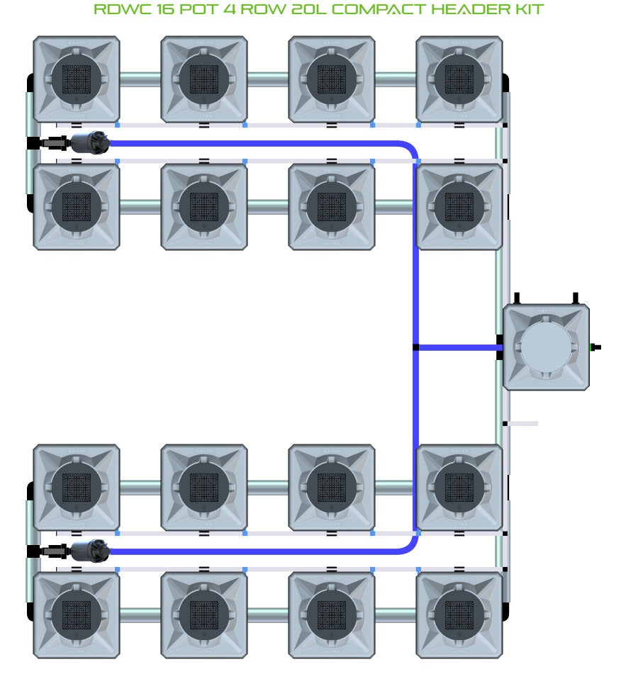 ALIEN Hydroponics RDWC 16 Pot 4 Row 20L Compact Header Kit product image 1