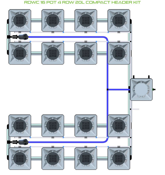 ALIEN Hydroponics RDWC 16 Pot 4 Row 20L Compact Header Kit product image 1