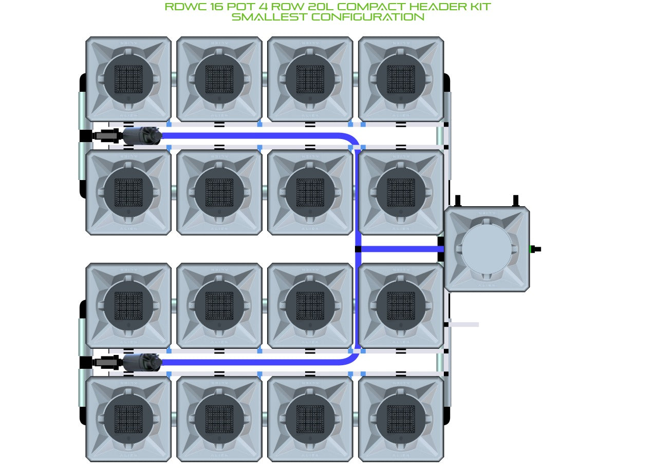 ALIEN Hydroponics RDWC 16 Pot 4 Row 20L Compact Header Kit product image 3