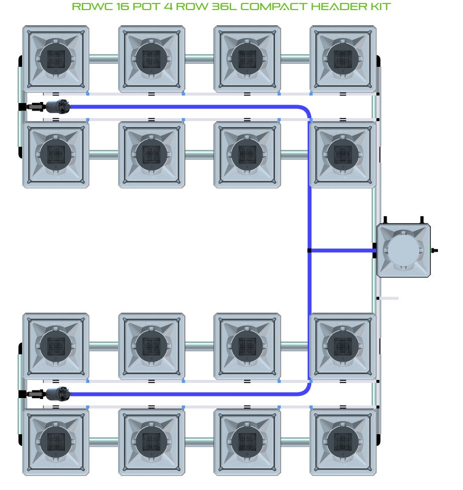 ALIEN Hydroponics RDWC 16 Pot 4 Row 36L Compact Header Kit product image 1