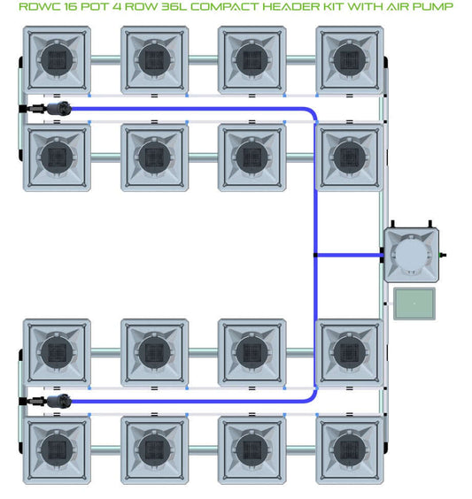 ALIEN Hydroponics RDWC 16 Pot 4 Row 36L Compact Header Kit with Air Pump product image 1