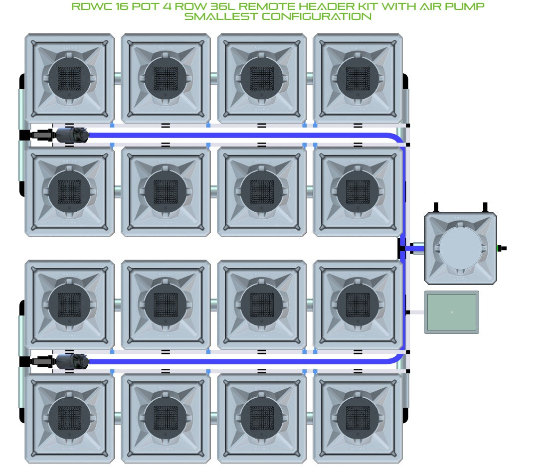ALIEN Hydroponics RDWC 16 Pot 4 Row 36L Remote Header Kit with Air Pump product image 3