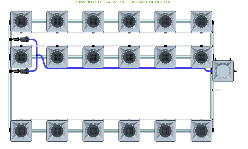 ALIEN Hydroponics RDWC 18 Pot 3 Row 20L Compact Header Kit product image 1