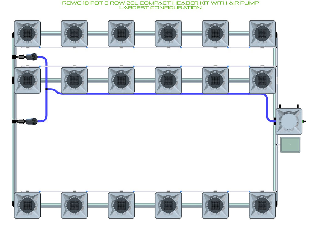 ALIEN Hydroponics RDWC 18 Pot 3 Row 20L Compact Header Kit with Air Pump product image 4