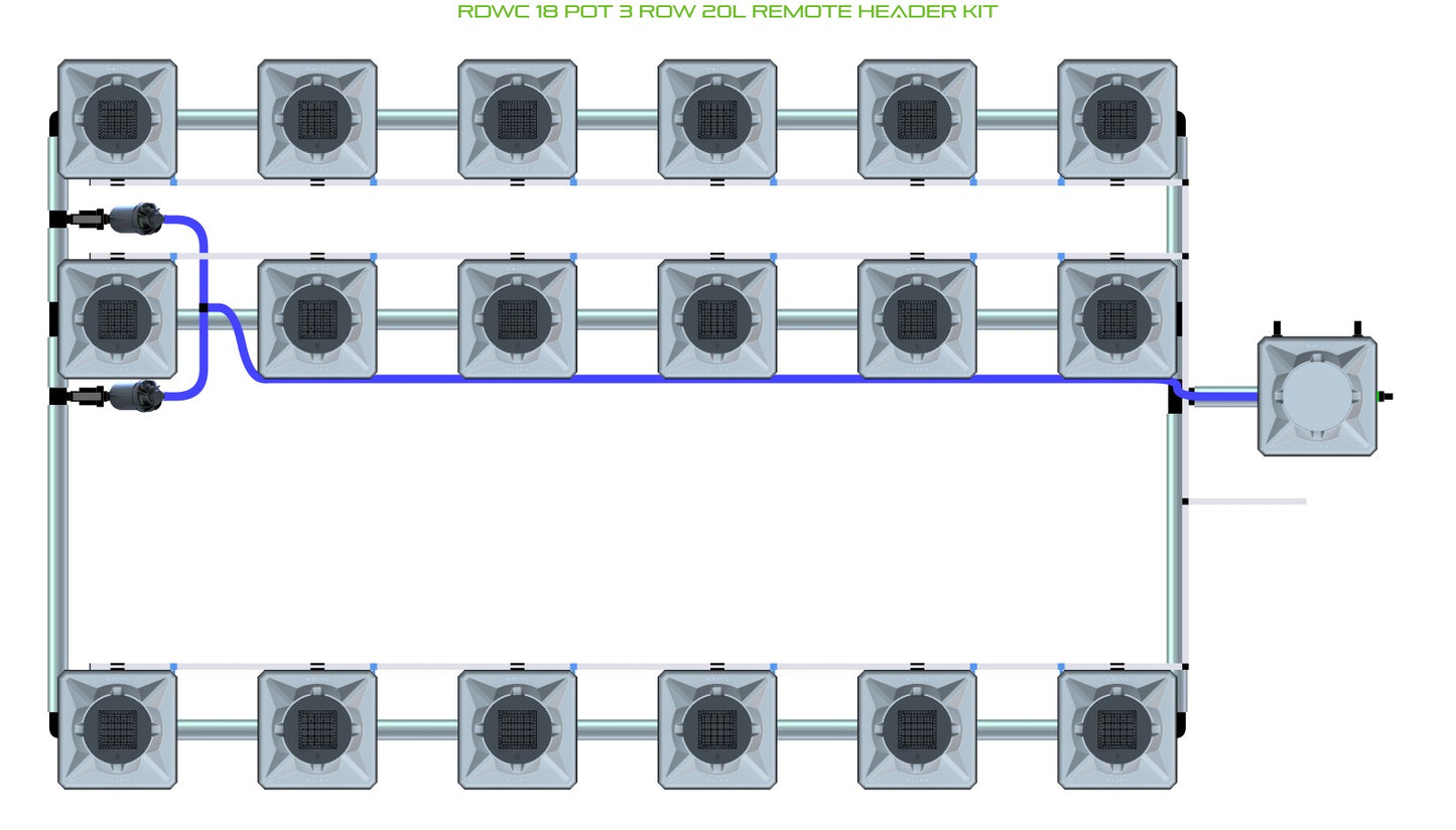 ALIEN Hydroponics RDWC 18 Pot 3 Row 20L Remote Header Kit product image 1