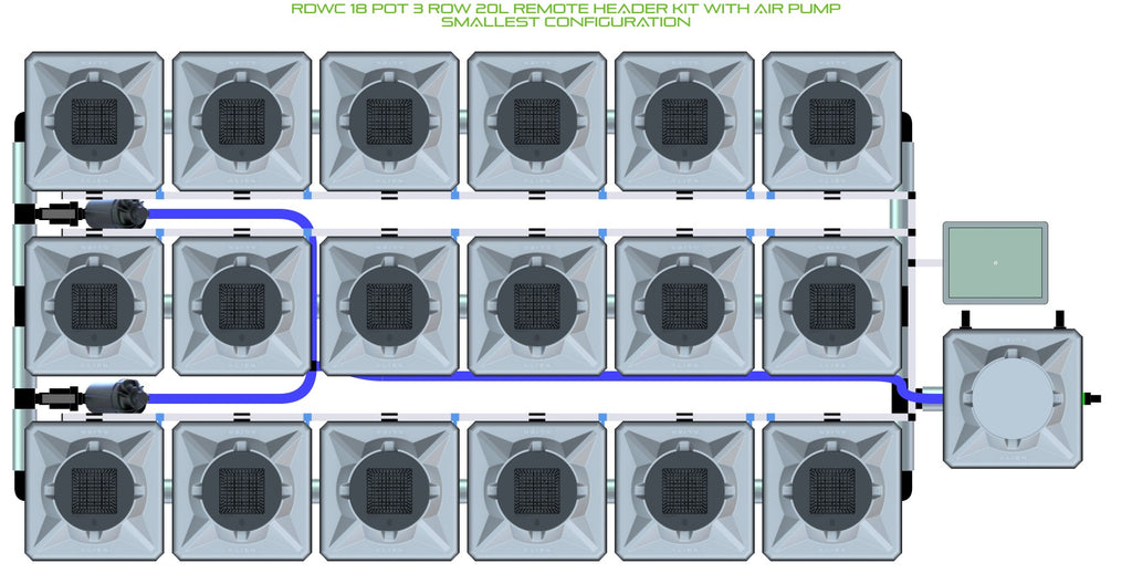 ALIEN Hydroponics RDWC 18 Pot 3 Row 20L Remote Header Kit with Air Pump product image 3