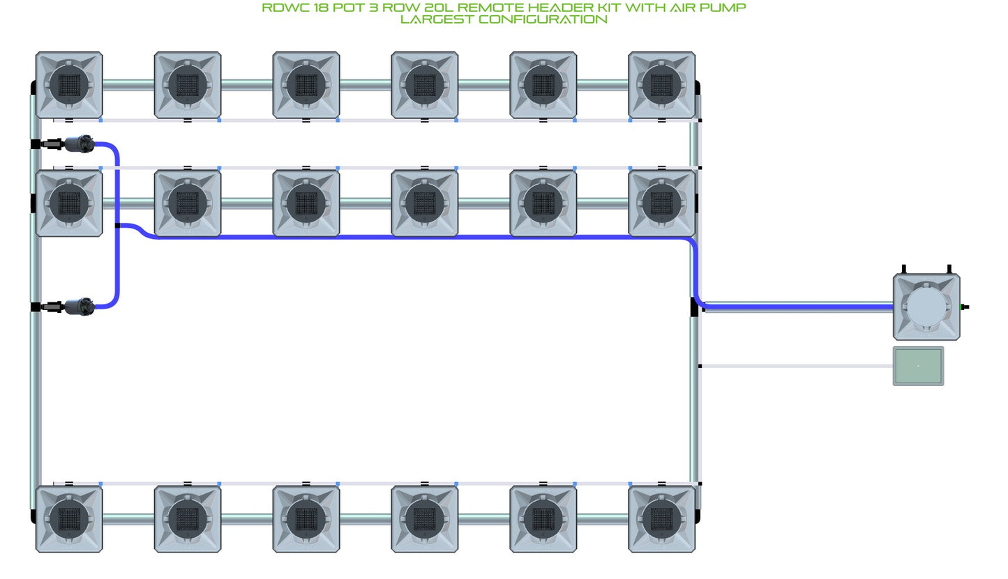 ALIEN Hydroponics RDWC 18 Pot 3 Row 20L Remote Header Kit with Air Pump product image 4