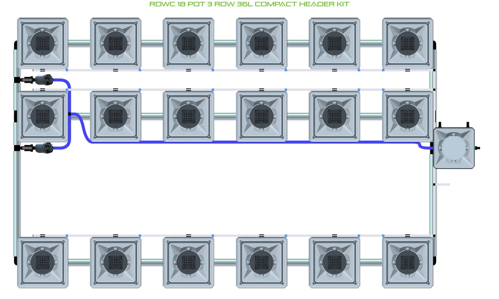 ALIEN Hydroponics RDWC 18 Pot 3 Row 36L Compact Header Kit product image 1