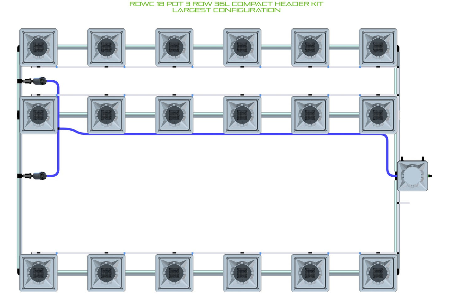 ALIEN Hydroponics RDWC 18 Pot 3 Row 36L Compact Header Kit product image 4
