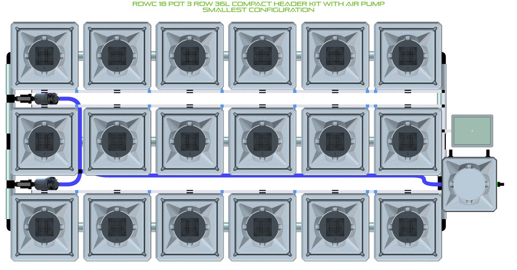 ALIEN Hydroponics RDWC 18 Pot 3 Row 36L Compact Header Kit with Air Pump product image 3