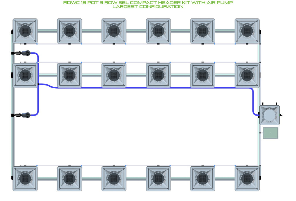 ALIEN Hydroponics RDWC 18 Pot 3 Row 36L Compact Header Kit with Air Pump product image 4