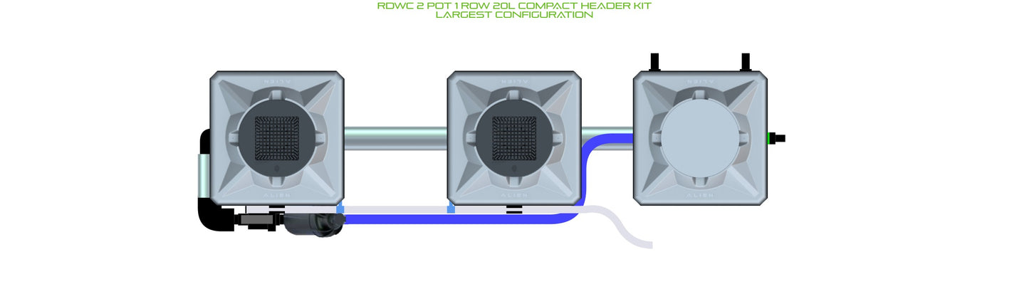 ALIEN Hydroponics RDWC 2 Pot 1 Row 20L Compact Header Kit product image 4