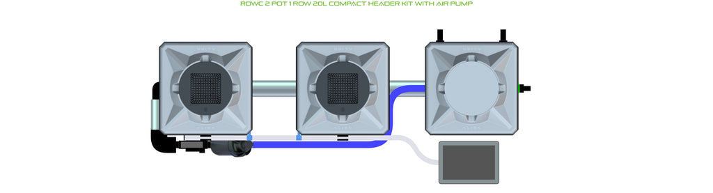 ALIEN Hydroponics RDWC 2 Pot 1 Row 20L Compact Header Kit with Air Pump product image 2