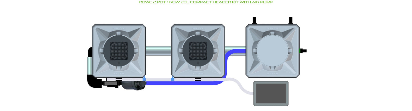 ALIEN Hydroponics RDWC 2 Pot 1 Row 20L Compact Header Kit with Air Pump product image 2
