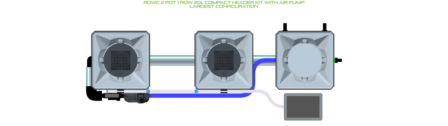 ALIEN Hydroponics RDWC 2 Pot 1 Row 20L Compact Header Kit with Air Pump product image 4