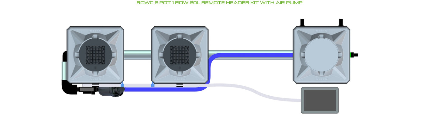 ALIEN Hydroponics RDWC 2 Pot 1 Row 20L Remote Header Kit with Air Pump product image 2