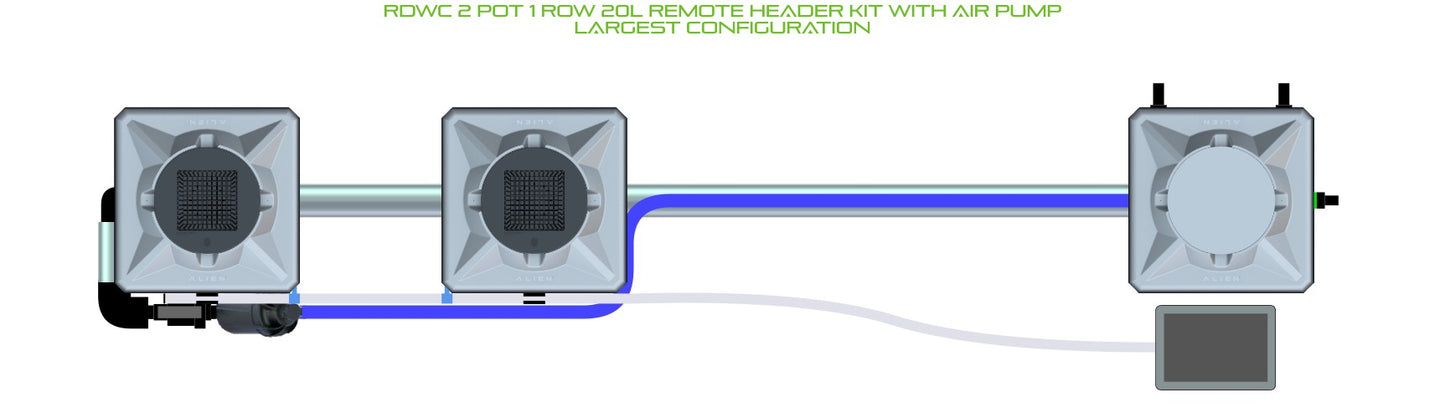 ALIEN Hydroponics RDWC 2 Pot 1 Row 20L Remote Header Kit with Air Pump product image 4