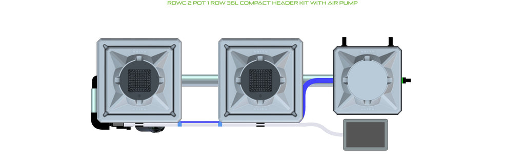 ALIEN Hydroponics RDWC 2 Pot 1 Row 36L Compact Header Kit with Air Pump product image 1